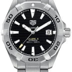 Tag Heuer Aquaracer Automatic Caliber 5 Black Dial Silver Steel Strap Watch For Men WBD2110 BA0928