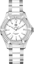Tag Heuer Aquaracer Diamonds White Dial Two Tone Steel Strap Watch For Women WAY131F BA0914
