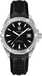 Tag Heuer Aquaracer Automatic Caliber 5 Black Dial Black Rubber Strap Watch For Men WAY2110 FT8021