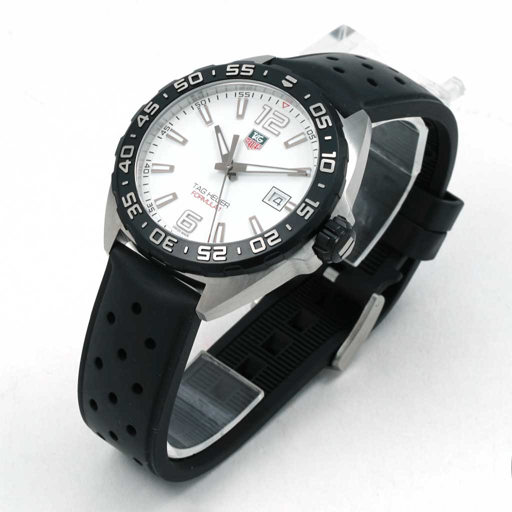 Tag Heuer Formula 1 Quartz White Dial Black Rubber Strap Watch For Men Waz1111 Ft8023