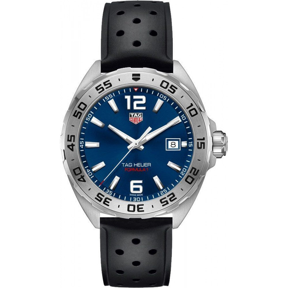 Tag Heuer Formula 1 Quartz Blue Dial Black Rubber Strap Watch For Men Waz1118 Ft8023