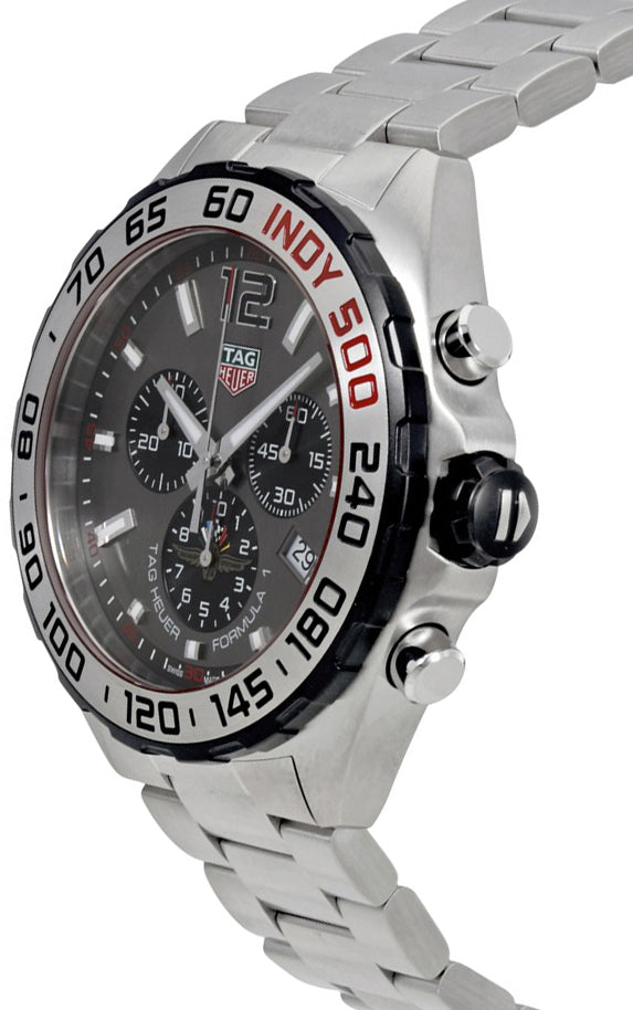 Tag Heuer Formula 1 Chronograph Indy 500 Special Edition Grey Dial Silver Steel Strap Watch For Men Caz1016 Eb0058