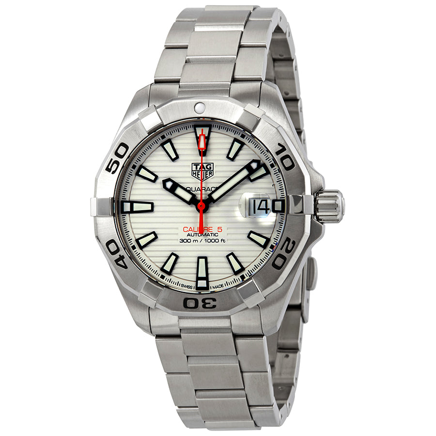 Tag Heuer Aquaracer Automatic White Dial Silver Steel Strap Watch For Men WBD2111 BA0928