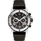 Bulova Marine Star Chronograph Black Dial Black Rubber Strap Watch For Men 98b127