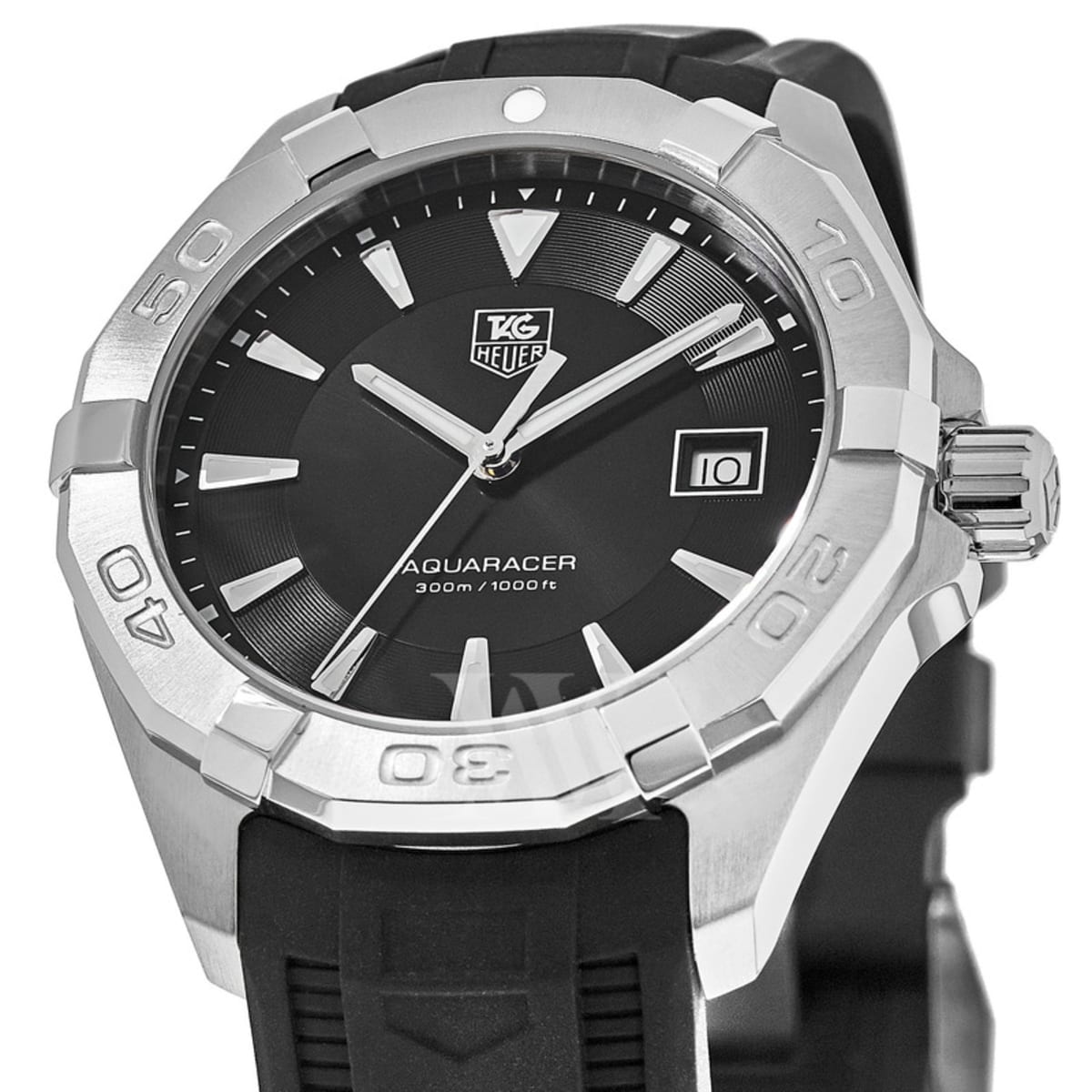 Tag Heuer Aquaracer Caliber 5 Automatic Black Dial Black Rubber Strap Watch For Men WAY2113 FT8021
