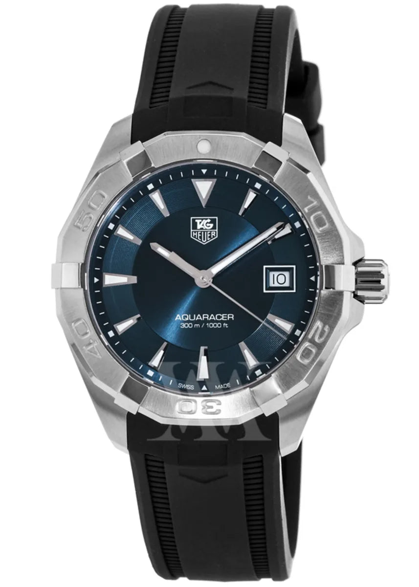 Tag Heuer Aquaracer Quartz Blue Dial Black Rubber Strap Watch For Men WAY1112 FT8021