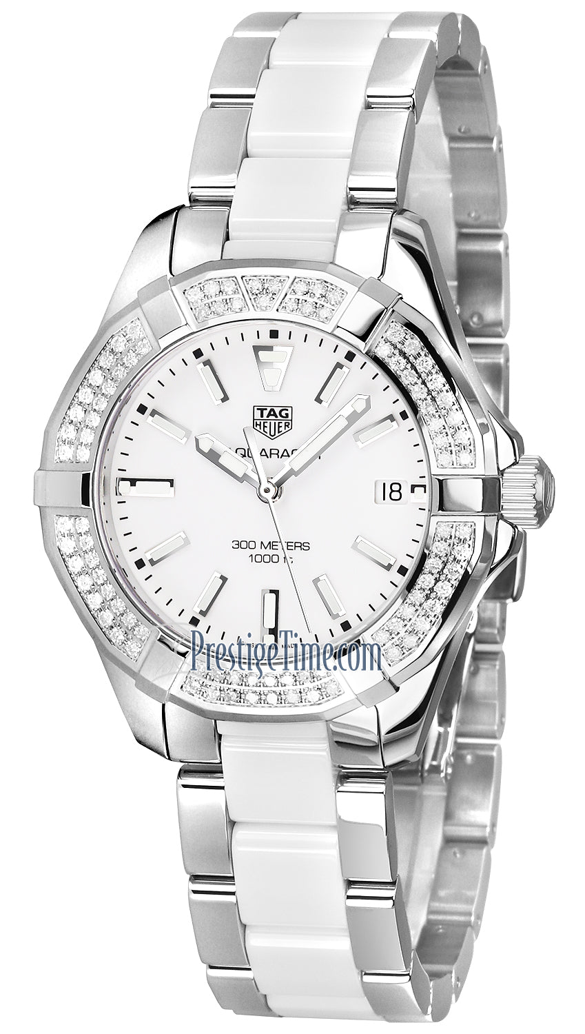 Tag Heuer Aquaracer Diamonds White Dial Two Tone Steel Strap Watch For Women WAY131F BA0914