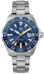 Tag Heuer Aquaracer Caliber 5 Match Timer Shinji Kagawa Edition Blue Dial Silver Steel Strap Watch For Men WAY201H BA0927