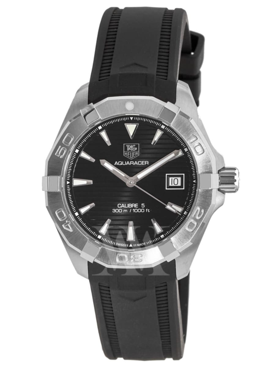 Tag Heuer Aquaracer Automatic Caliber 5 Black Dial Black Rubber Strap Watch For Men WAY2110 FT8021