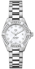 Tag Heuer Aquaracer Diamonds White Dial Silver Steel Strap Watch For Women WBD1415 BA0741